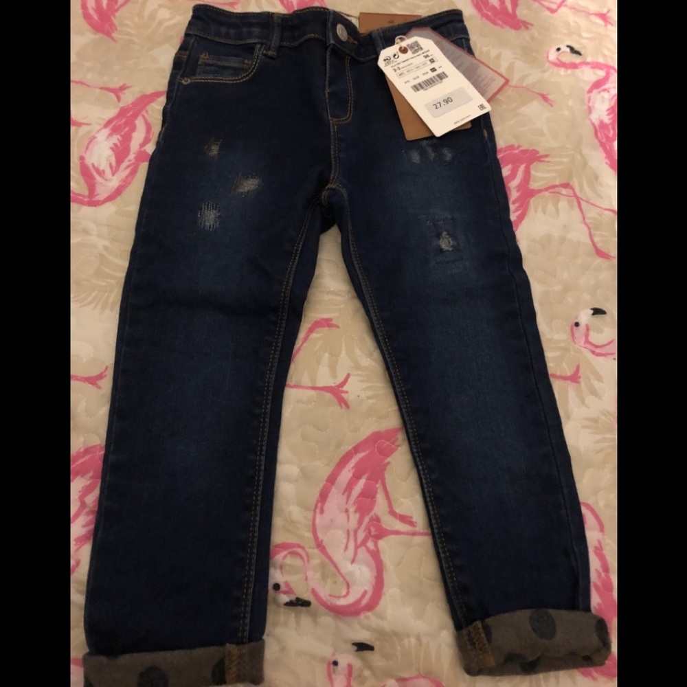 (SOLD)ZARA Baby Girl 2-3 T Jeans CirclesDistressed